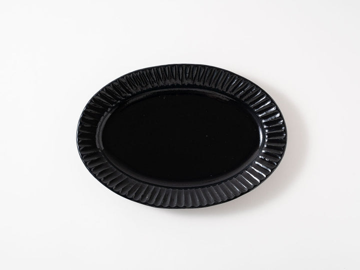 Ruri Glaze Ribbed Oval Plate (Medium) - Crafted By Hitoshi Kato