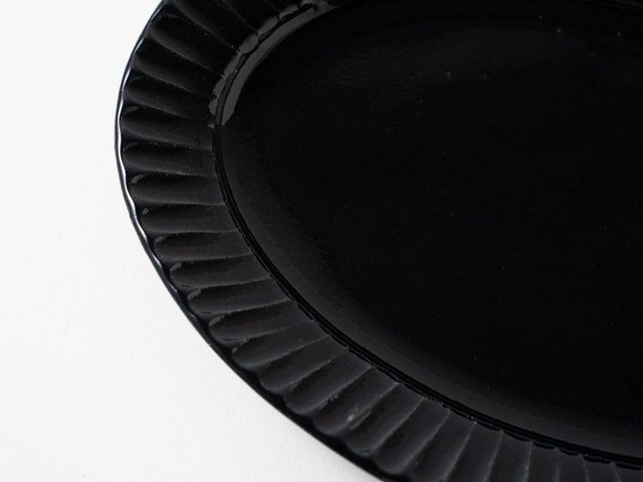 Ruri Glaze Ribbed Oval Plate (Medium) - Crafted By Hitoshi Kato