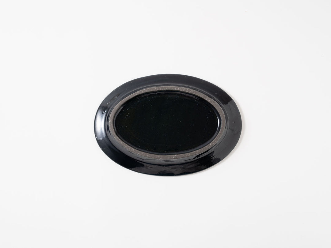 Ruri Glaze Ribbed Oval Plate (Small) - Crafted By Hitoshi Kato