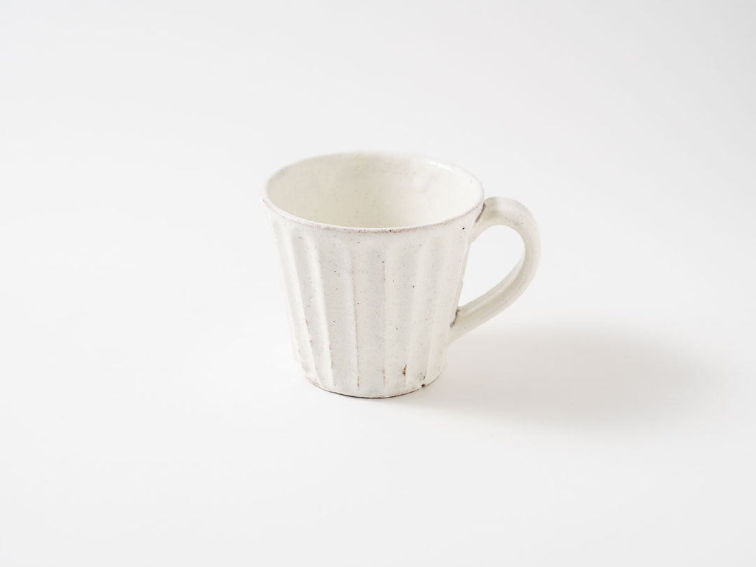 White Slip Ribbed Mug Cup - Crafted By Hitoshi Kato