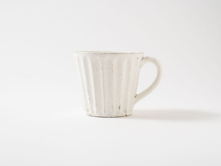 White Slip Ribbed Mug Cup - Crafted By Hitoshi Kato
