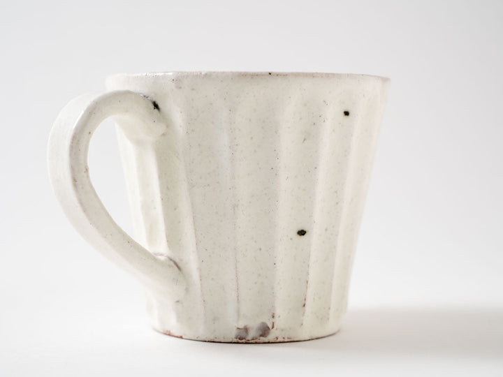 White Slip Ribbed Mug Cup - Crafted By Hitoshi Kato