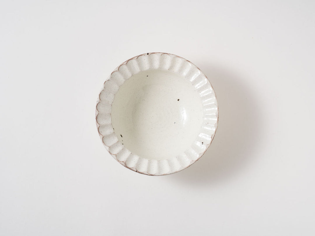White Slip Ribbed Rim Bowl (Small) - Crafted By Hitoshi Kato