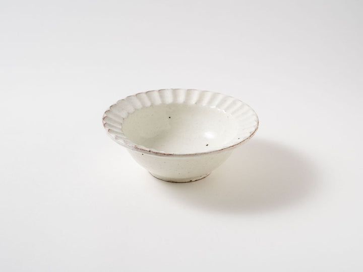 White Slip Ribbed Rim Bowl (Small) - Crafted By Hitoshi Kato