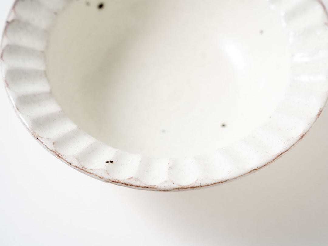White Slip Ribbed Rim Bowl (Small) - Crafted By Hitoshi Kato