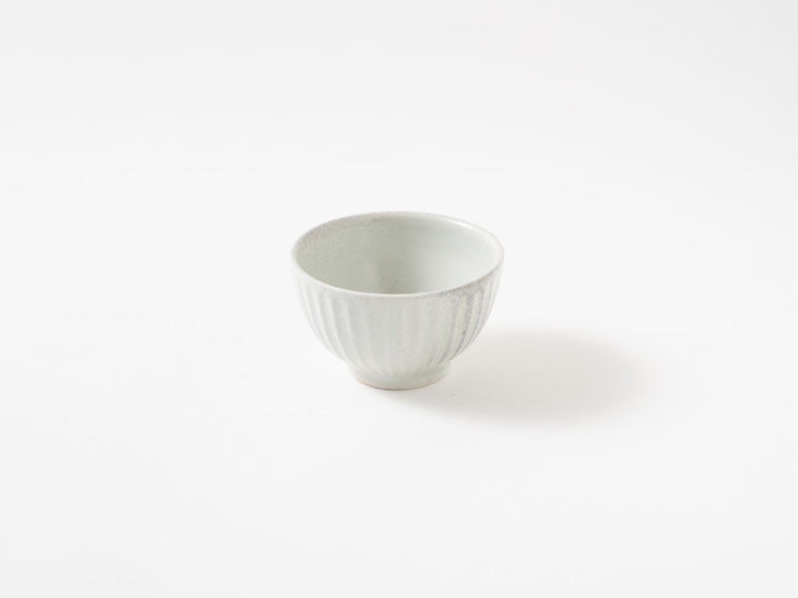 Wood-Fired White Porcelain Ribbed Guinomi Cup - Crafted By Hitoshi Kato