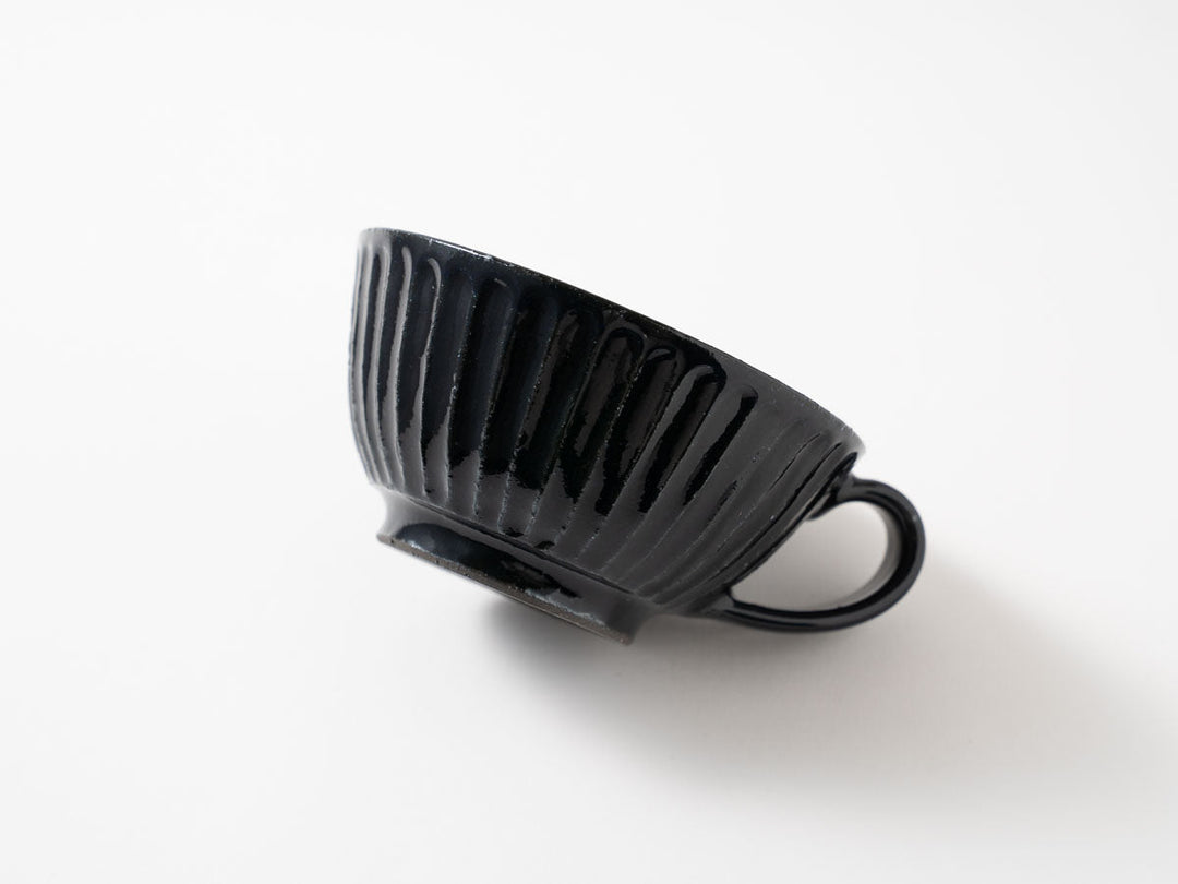 Ruri Glaze Ribbed Soup Cup - Crafted By Hitoshi Kato
