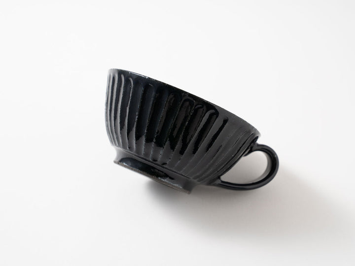 Ruri Glaze Ribbed Soup Cup - Crafted By Hitoshi Kato
