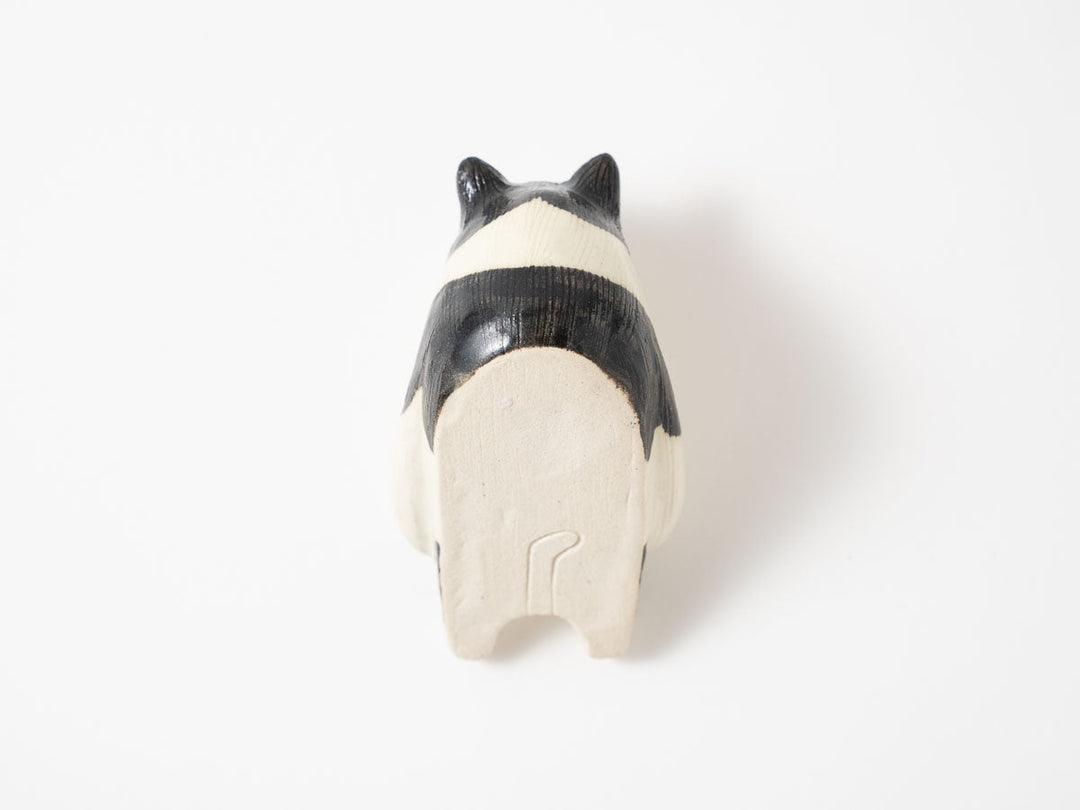 Tuxedo Cat Ladle Rest — Hand-Painted Japanese Pottery by Ryo Makita