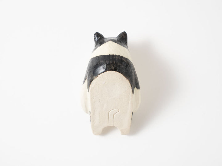 Tuxedo Cat Ladle Rest — Hand-Painted Japanese Pottery by Ryo Makita