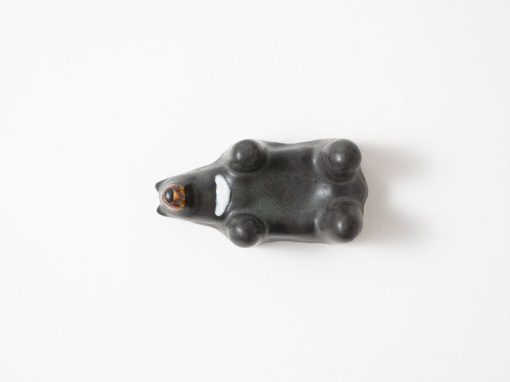 Asian Black Bear Egg Stand — Hand-Painted Japanese Pottery by Ryo Makita