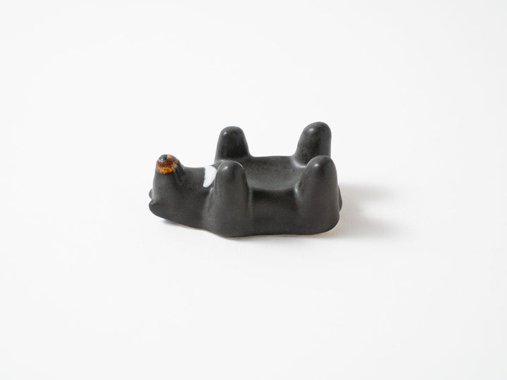 Asian Black Bear Egg Stand — Hand-Painted Japanese Pottery by Ryo Makita