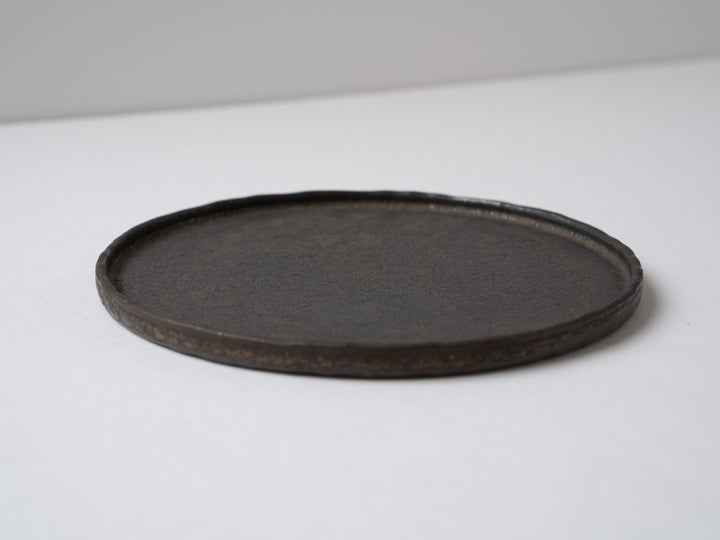 Brown Glazed 18cm edged Plate - Crafted By Hideki Yamamoto