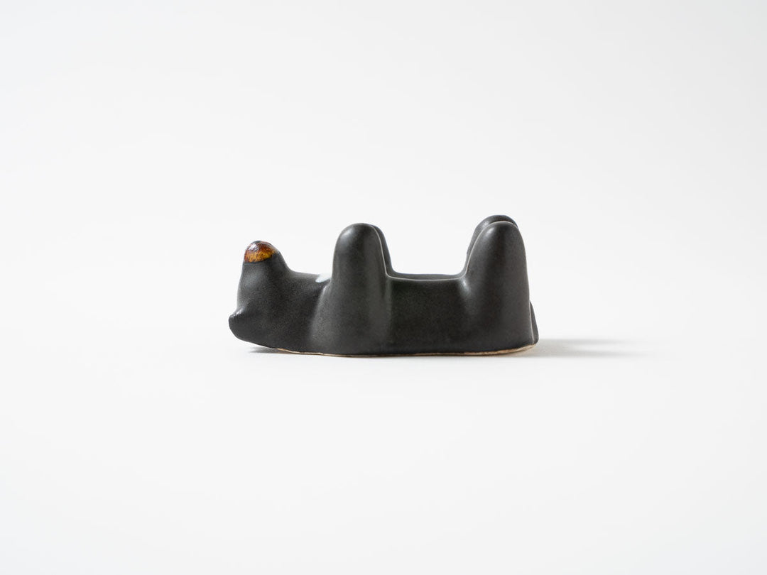 Asian Black Bear Egg Stand — Hand-Painted Japanese Pottery by Ryo Makita
