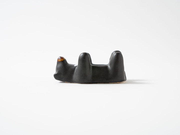 Asian Black Bear Egg Stand — Hand-Painted Japanese Pottery by Ryo Makita