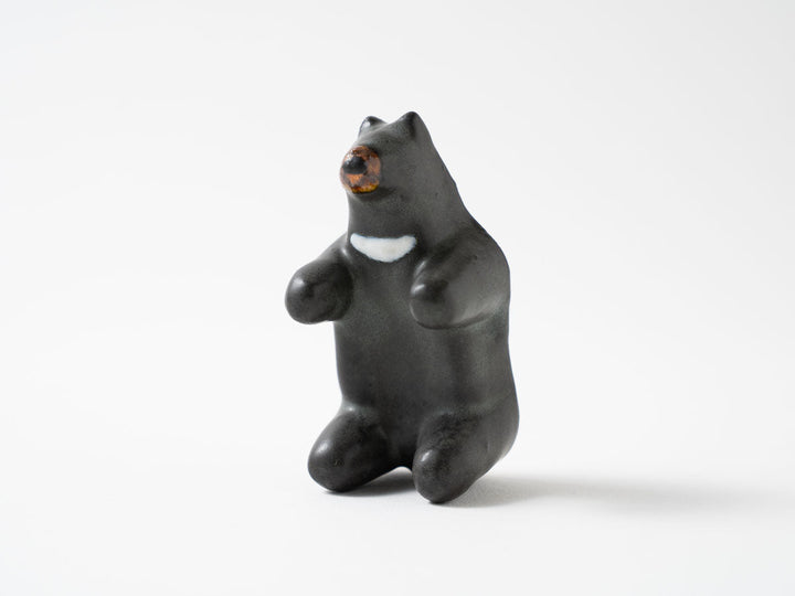 Asian Black Bear Egg Stand — Hand-Painted Japanese Pottery by Ryo Makita
