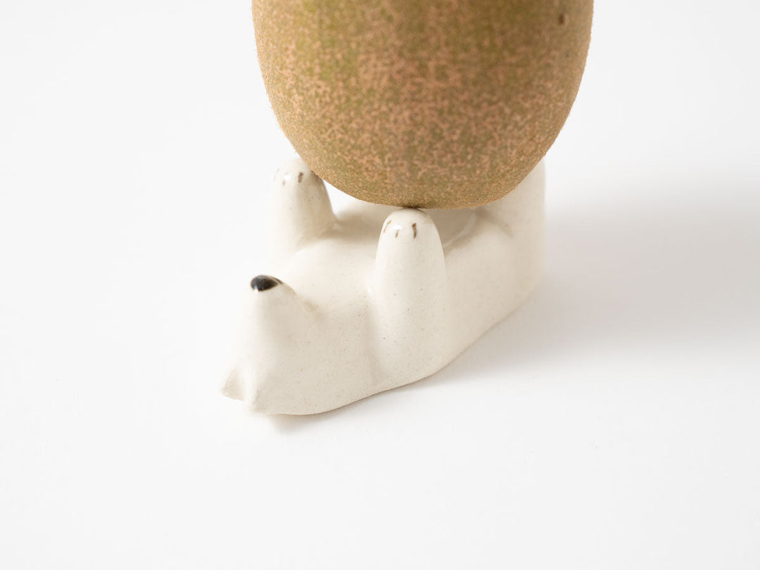 Polar Bear Egg Stand — Hand-Painted Japanese Pottery by Ryo Makita