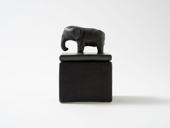 Elephant Cube Object — Hand-Painted Japanese Pottery by Ryo Makita
