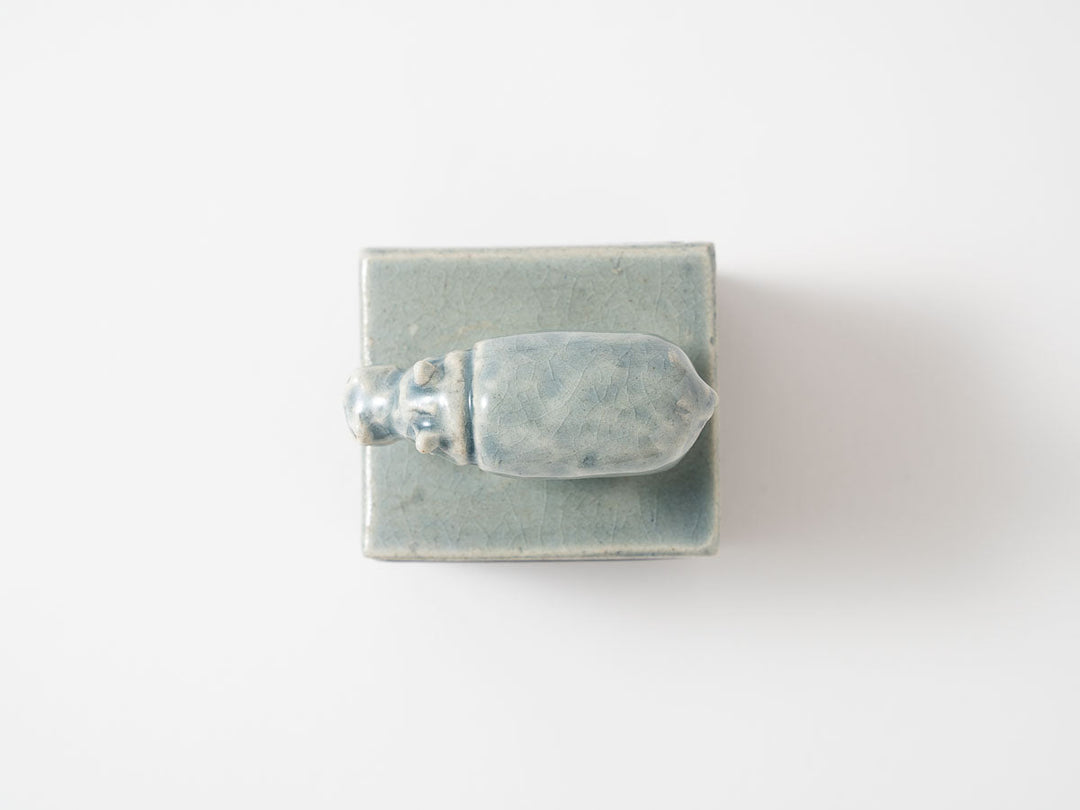 Hippo Cube Object, Blue — Hand-Painted Japanese Pottery by Ryo Makita