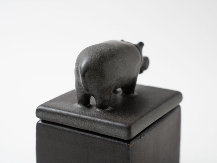 Hippo Cube Object, Black — Hand-Painted Japanese Pottery by Ryo Makita