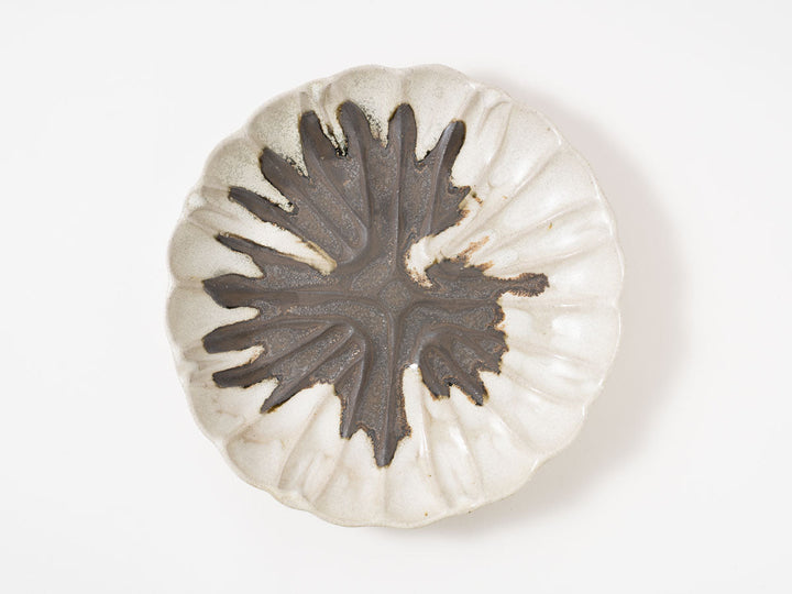 Rinka Plate L (White & Black) — Hand-Glazed Japanese Pottery by Jun Fujiwara