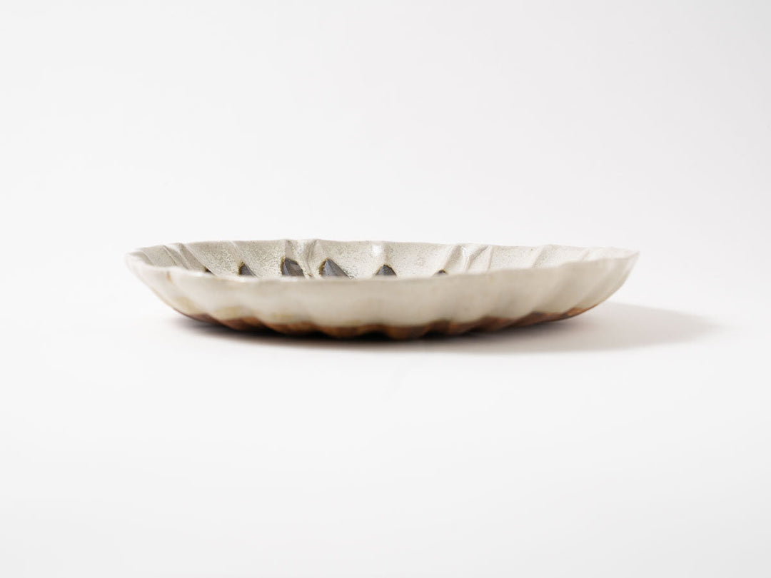 Rinka Plate L (White & Black) — Hand-Glazed Japanese Pottery by Jun Fujiwara