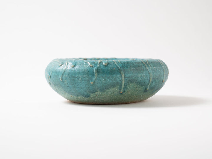 Hollow Pedestal Plate M (6-Sun), Blue — Hand-Glazed Japanese Pottery by Jun Fujiwara