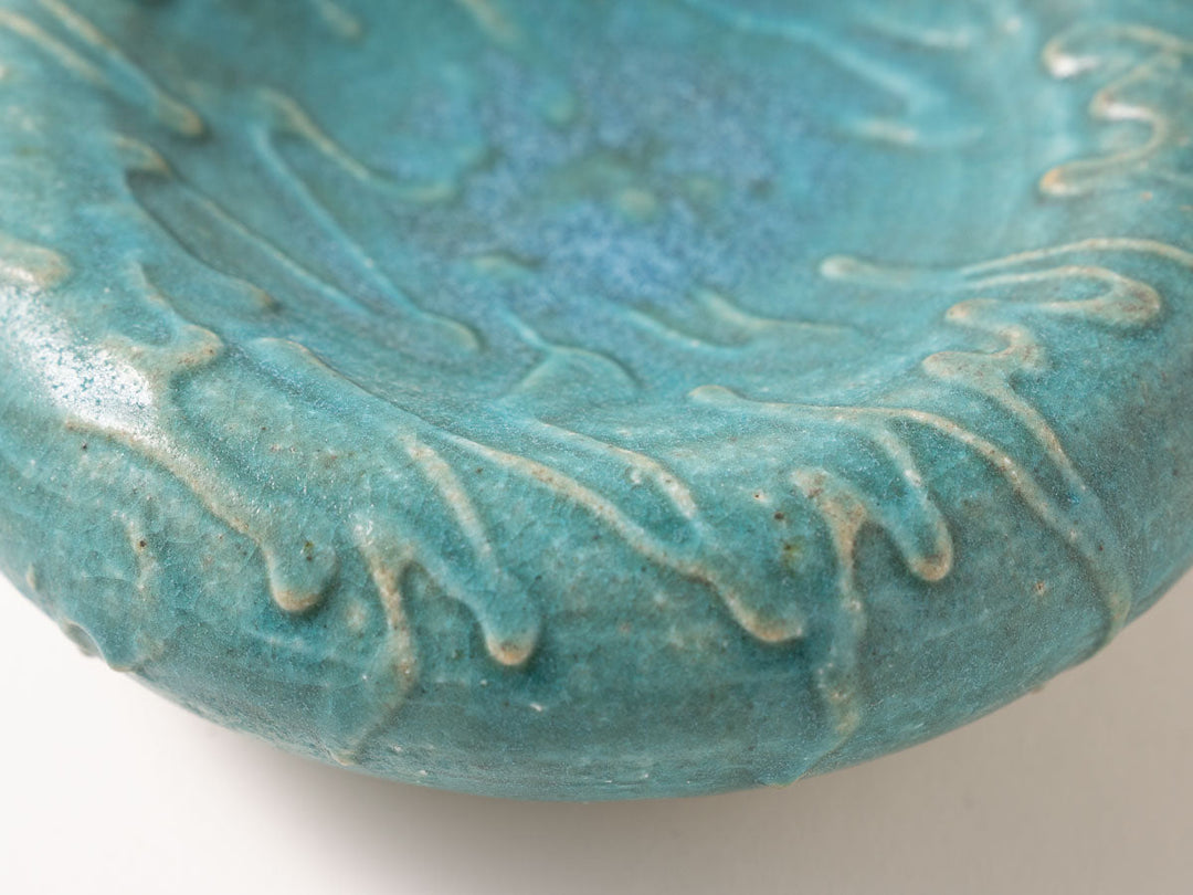 Hollow Pedestal Plate M (6-Sun), Blue — Hand-Glazed Japanese Pottery by Jun Fujiwara