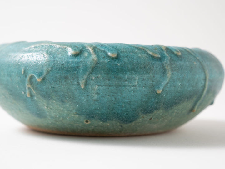 Hollow Pedestal Plate M (6-Sun), Blue — Hand-Glazed Japanese Pottery by Jun Fujiwara