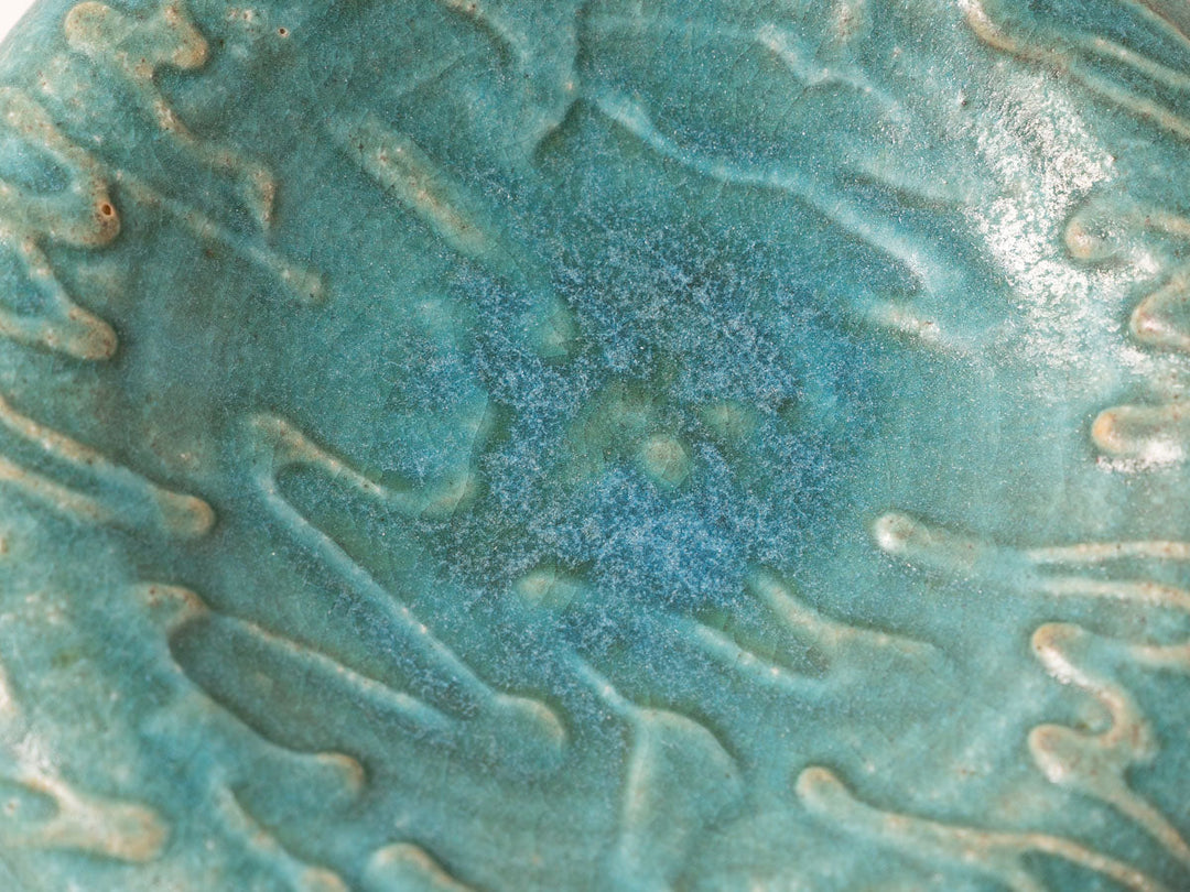 Hollow Pedestal Plate M (6-Sun), Blue — Hand-Glazed Japanese Pottery by Jun Fujiwara