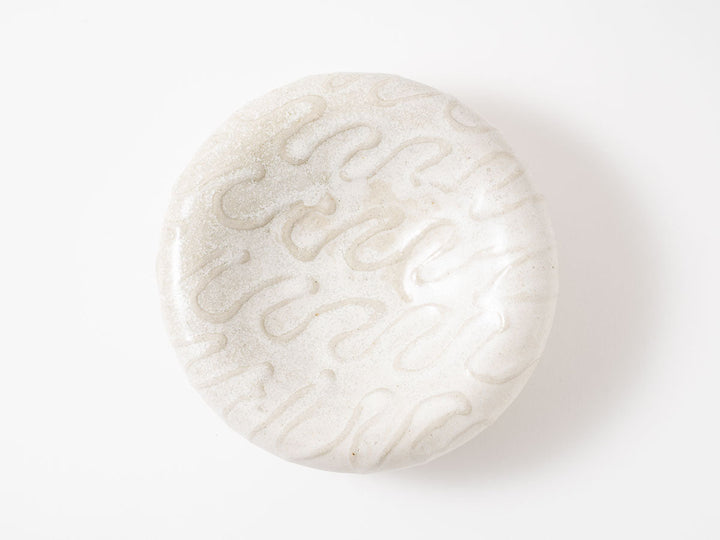 Hollow Pedestal Plate M (6-Sun), White — Hand-Glazed Japanese Pottery by Jun Fujiwara