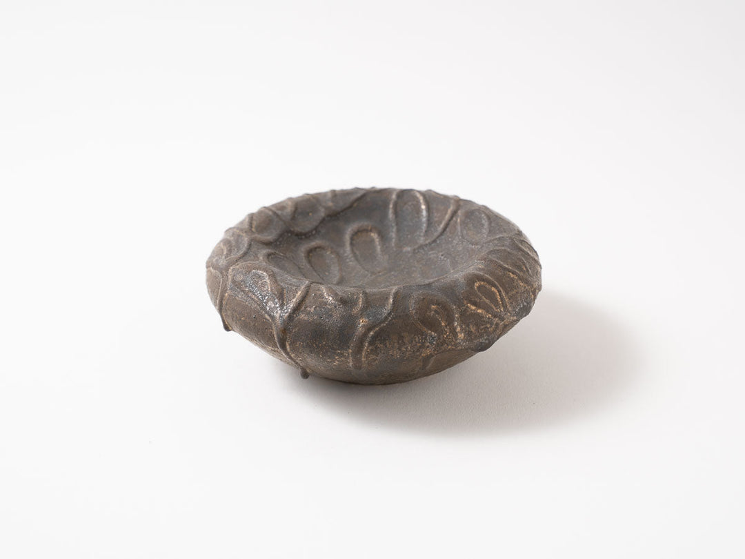 Hollow Pedestal Plate, 4-Sun, Black — Hand-Glazed Japanese Pottery by Jun Fujiwara