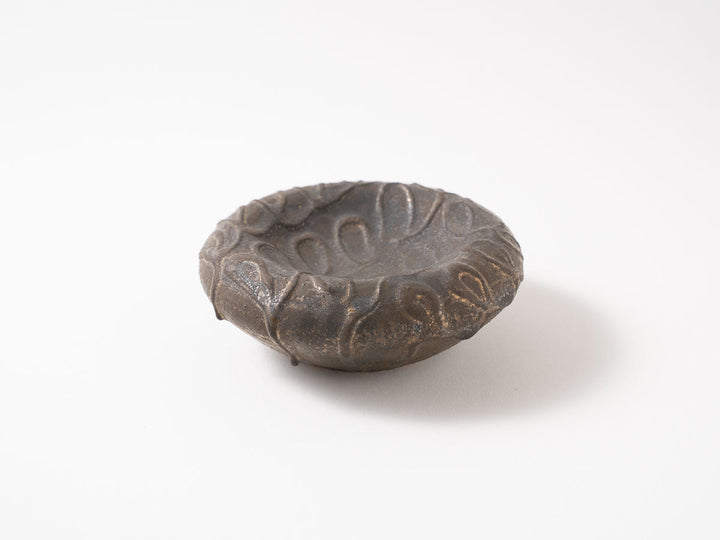 Hollow Pedestal Plate, 4-Sun, Black — Hand-Glazed Japanese Pottery by Jun Fujiwara