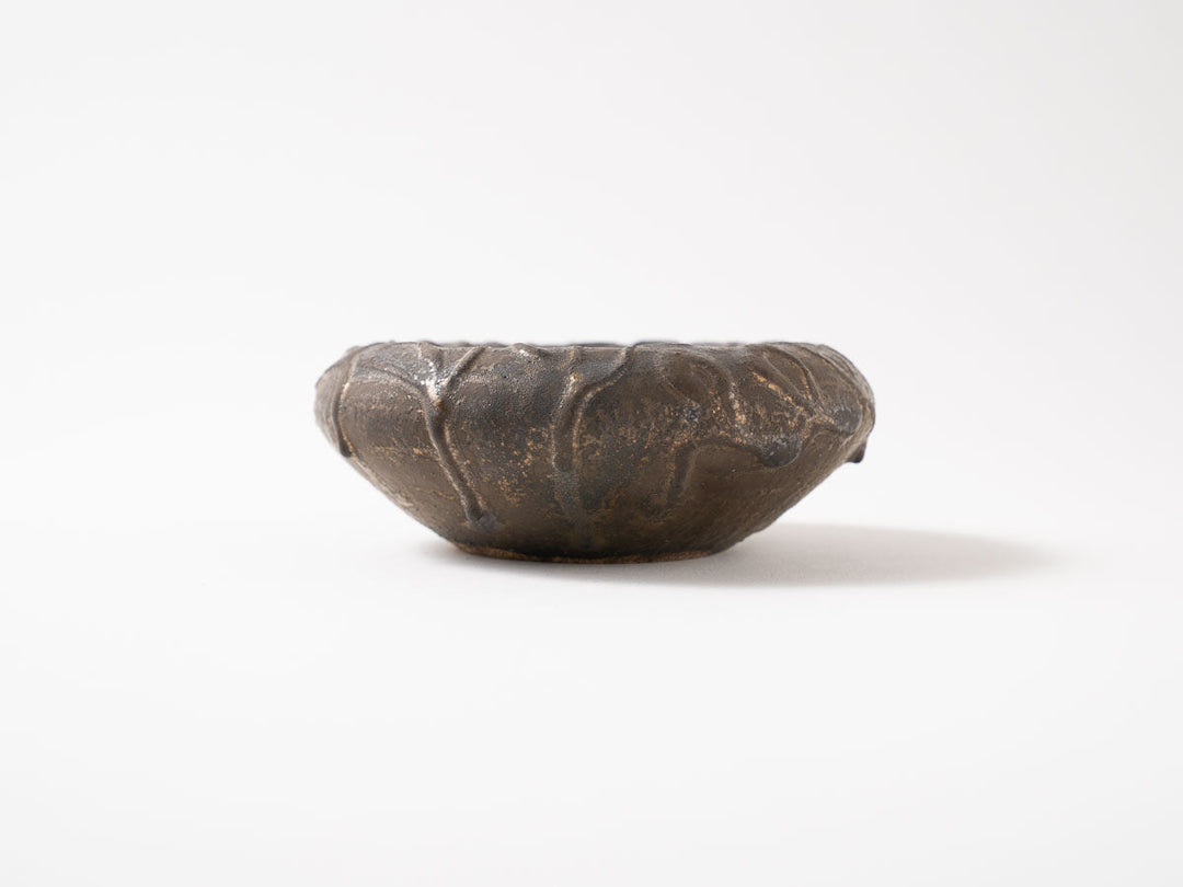 Hollow Pedestal Plate, 4-Sun, Black — Hand-Glazed Japanese Pottery by Jun Fujiwara