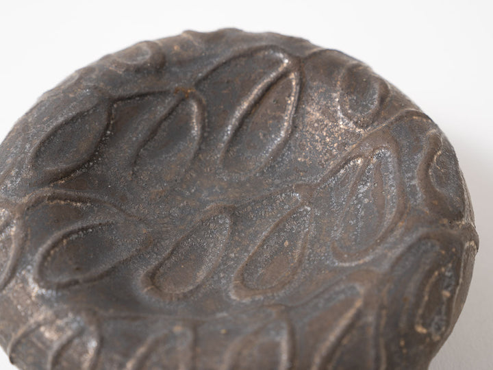 Hollow Pedestal Plate, 4-Sun, Black — Hand-Glazed Japanese Pottery by Jun Fujiwara