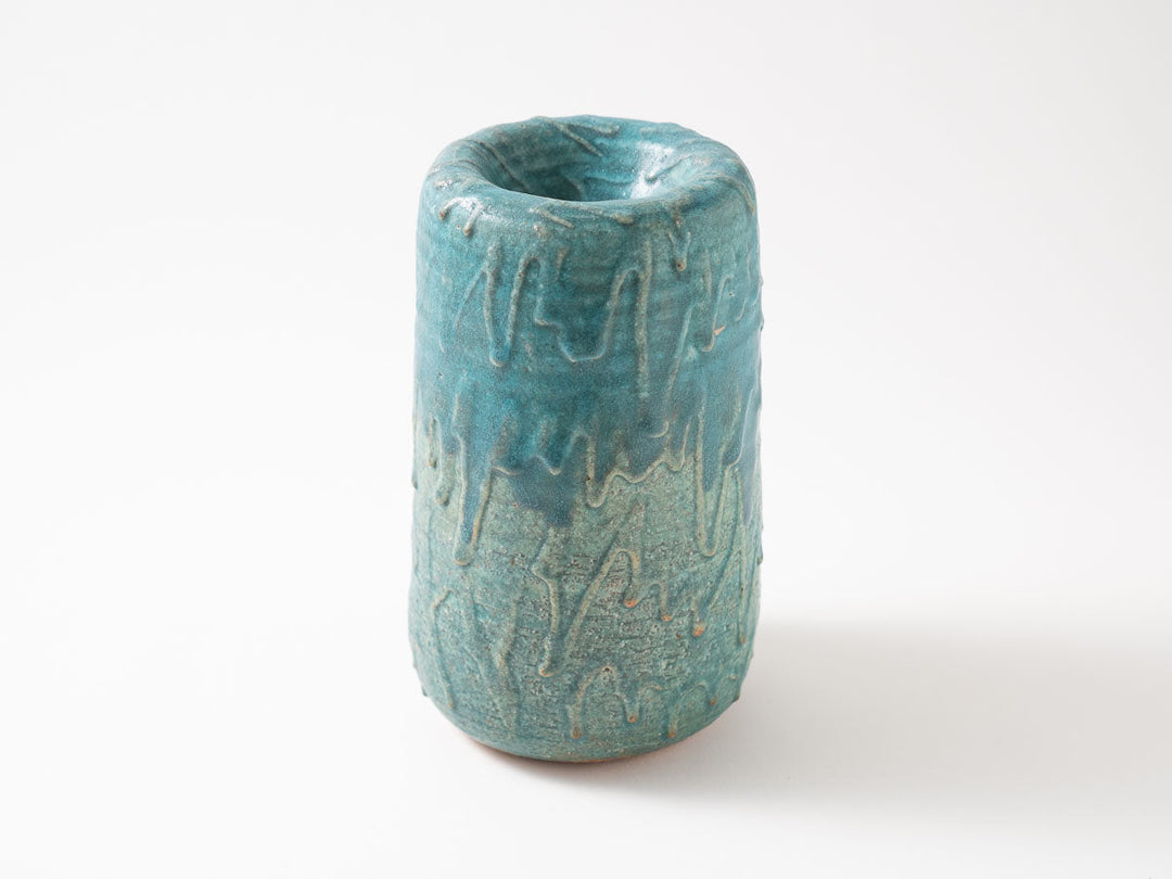 Dimpled Flower Vase L (Blue) - Crafted By Jun Fujiwara
