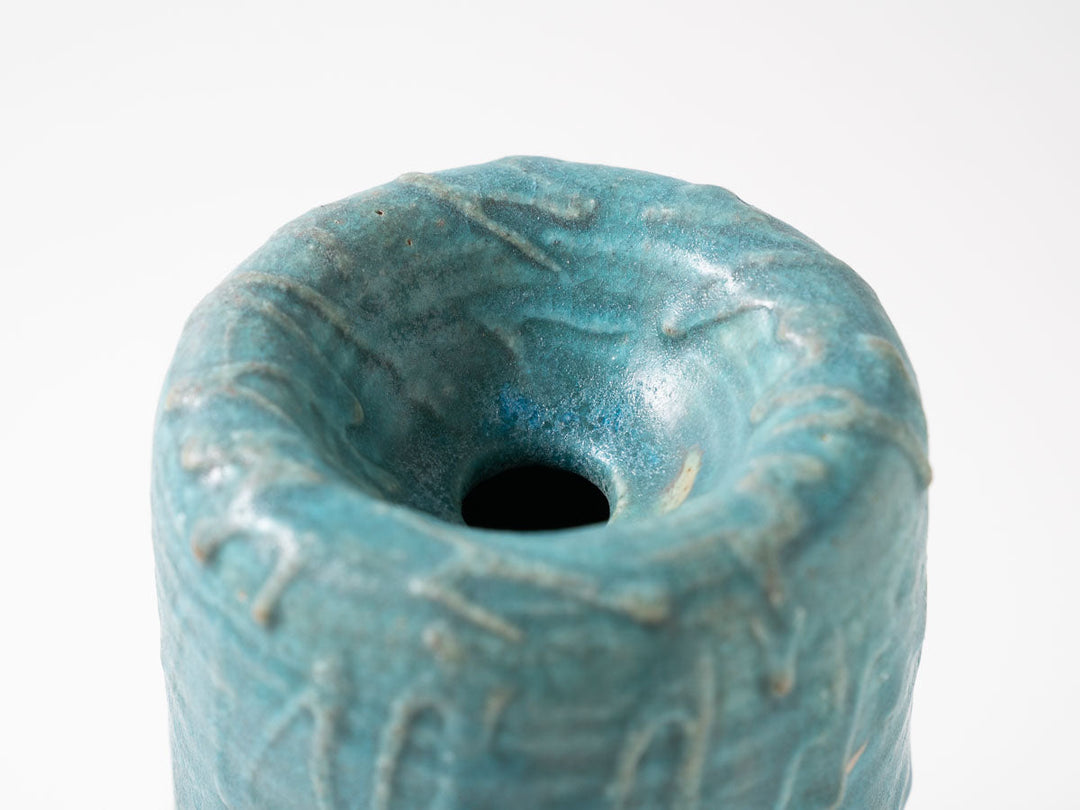 Dimpled Flower Vase L (Blue) - Crafted By Jun Fujiwara