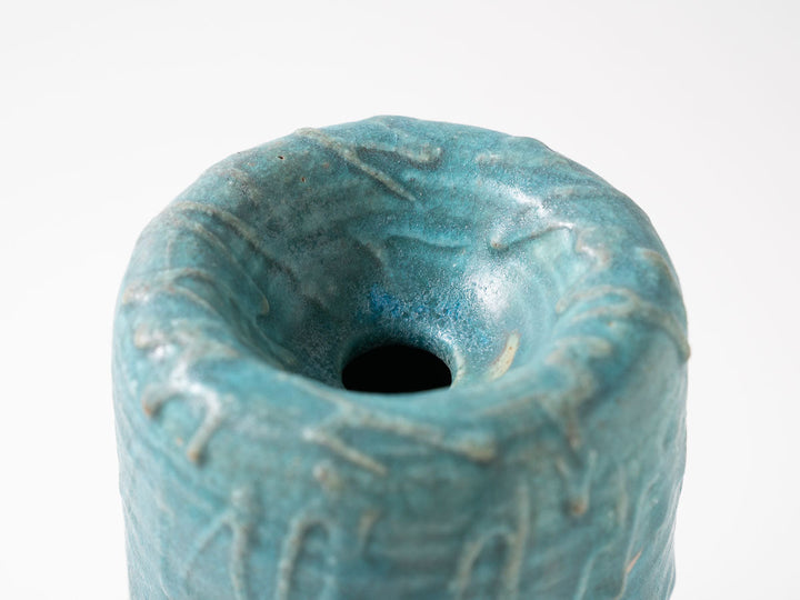 Dimpled Flower Vase L (Blue) - Crafted By Jun Fujiwara