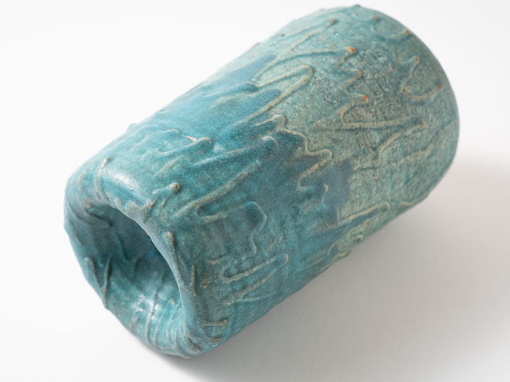 Dimpled Flower Vase L (Blue) - Crafted By Jun Fujiwara