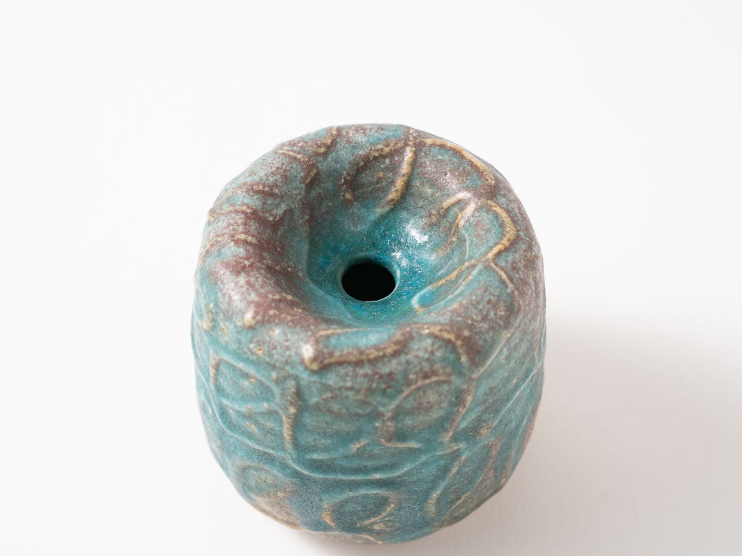 Dimpled Flower Vase S (Blue) - Crafted By Jun Fujiwara
