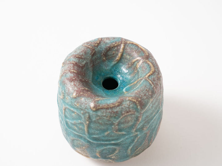 Dimpled Flower Vase S (Blue) - Crafted By Jun Fujiwara