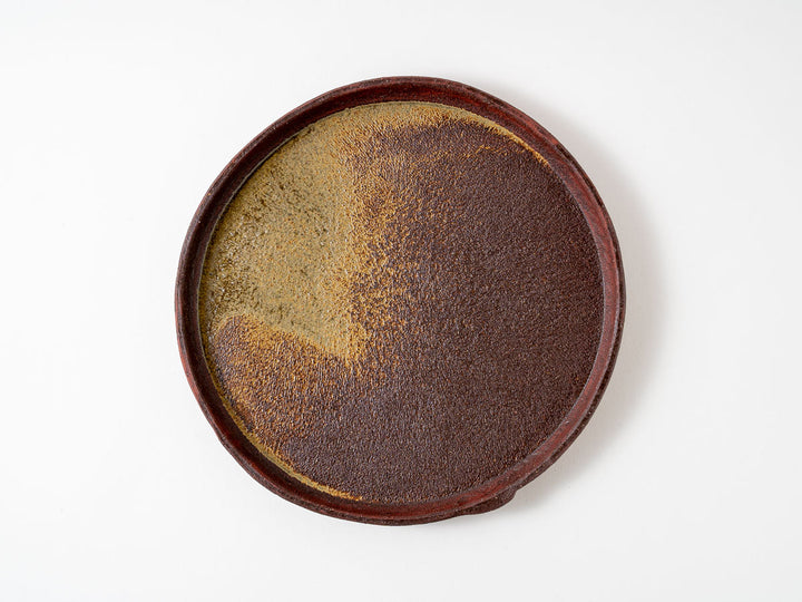 Wood Ash Glaze Rim Round Plate (8-inch) - Crafted By Taeko Kajiwara