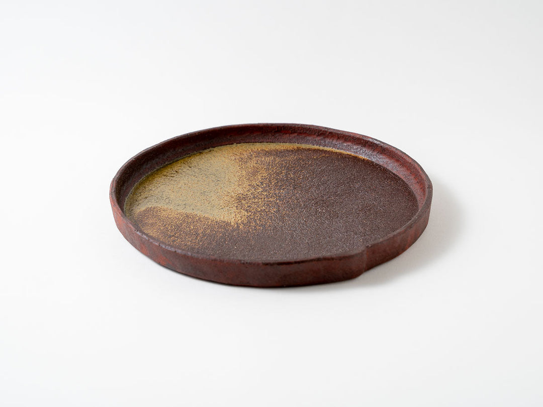 Wood Ash Glaze Rim Round Plate (8-inch) - Crafted By Taeko Kajiwara