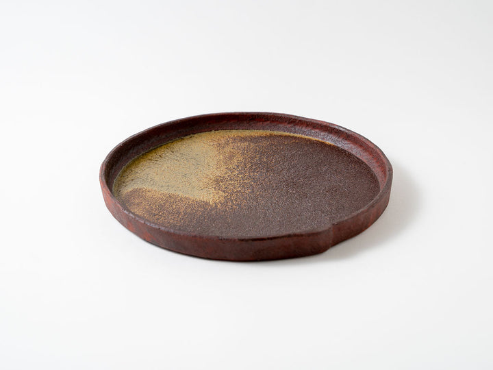 Wood Ash Glaze Rim Round Plate (8-inch) - Crafted By Taeko Kajiwara