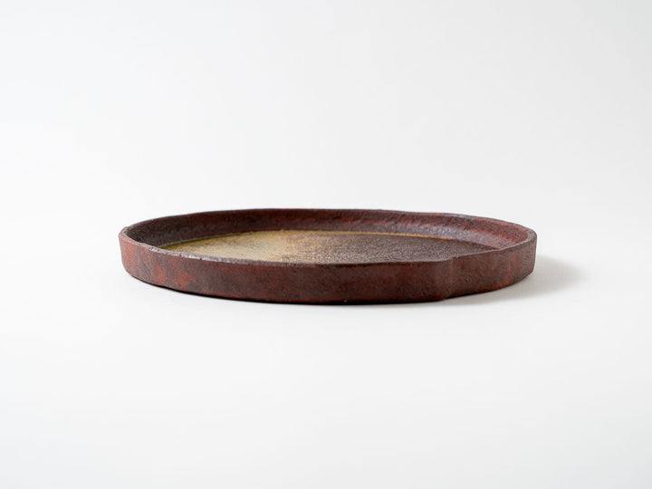 Wood Ash Glaze Rim Round Plate (8-inch) - Crafted By Taeko Kajiwara