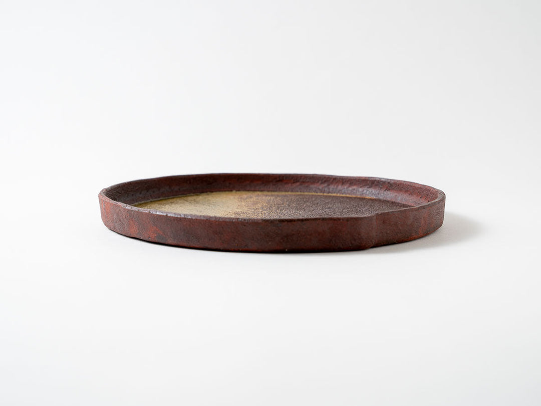 Wood Ash Glaze Rim Round Plate (8-inch) - Crafted By Taeko Kajiwara