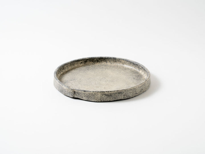 White Slip (Black) Rim Round Plate (Medium) - Crafted By Taeko Kajiwara