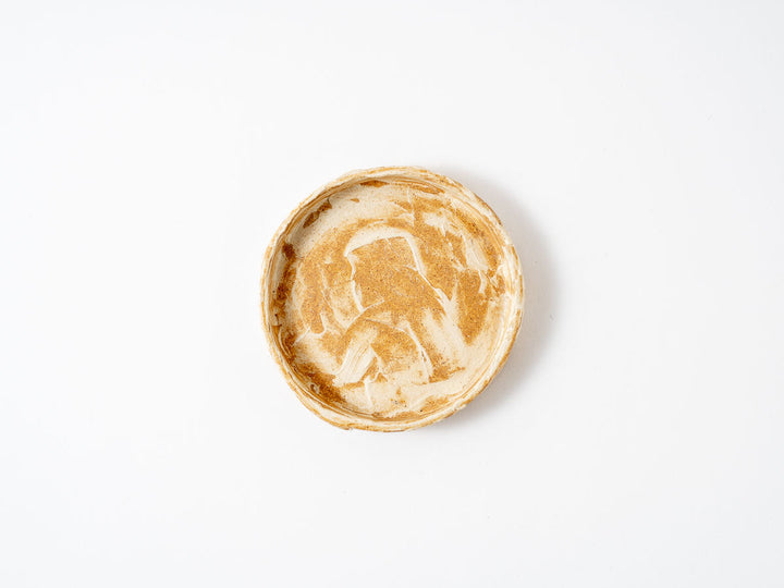 Scratched Pattern (Yellow) Rim Round Plate (Hime) - Crafted By Taeko Kajiwara