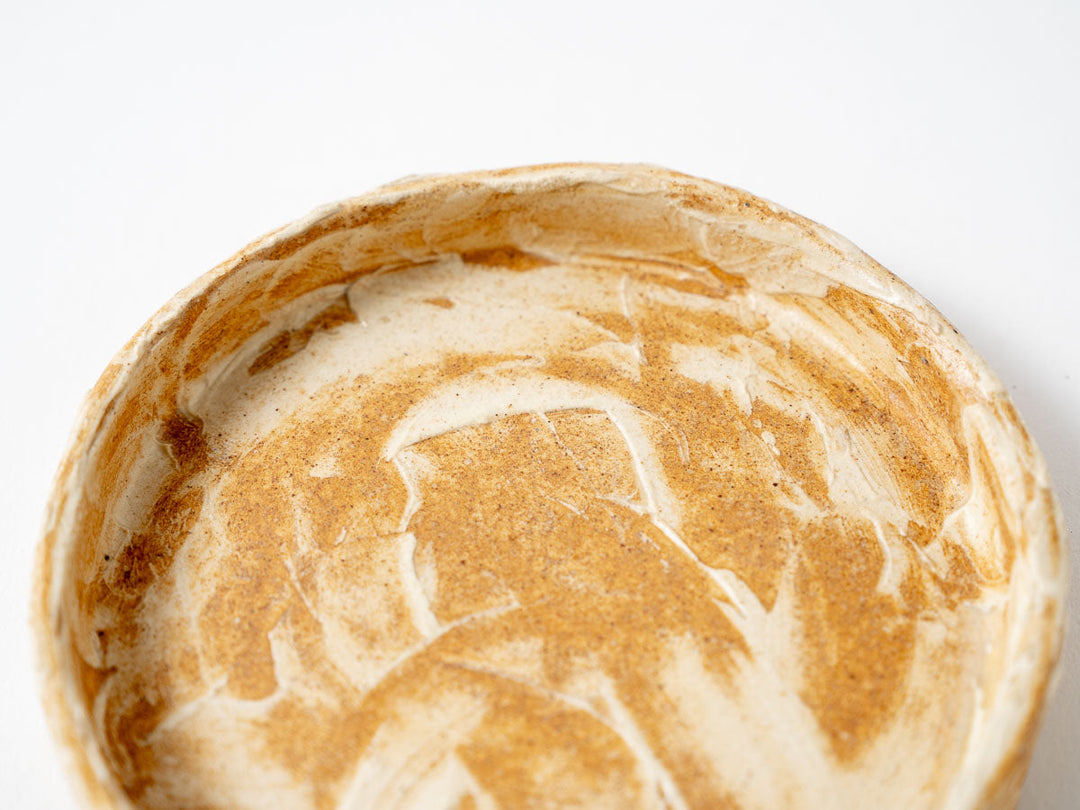 Scratched Pattern (Yellow) Rim Round Plate (Hime) - Crafted By Taeko Kajiwara