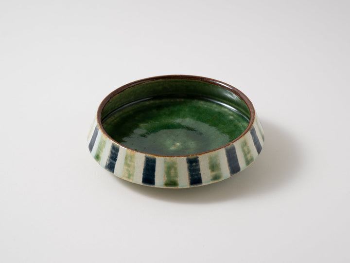 Barley Straw Pattern Dora Bowl (LapisLazuli Oribe) - Crafted By Kanae Nomura
